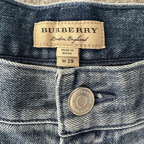 Burberry Jeans Womens 29 Mid Rise Slim Crop Blue Wash Frayed Hem Stretch Denim - Picture 2 of 9
